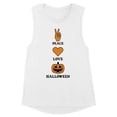 thumbnail image 1 of Peace Love and Halloween Women's Muscle Tank Large White, 1 of 5