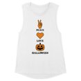 thumbnail image 1 of Peace Love and Halloween Women's Muscle Tank X-Large White, 1 of 5