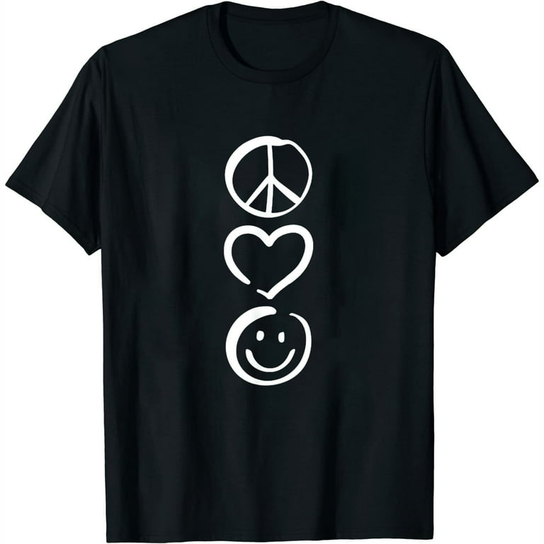 Peace Love And Happiness T-Shirt Peace Sign, Heart, Smile Peace Love And Happiness T-Shirt Peace Sign, Heart, Smile