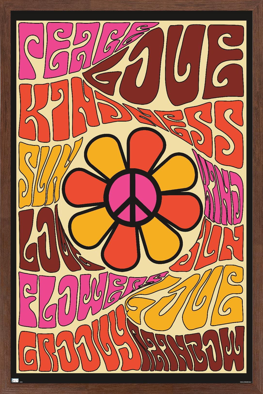 Peace, Love, and Kindness Wall Poster, 14.725" x 22.375" Framed