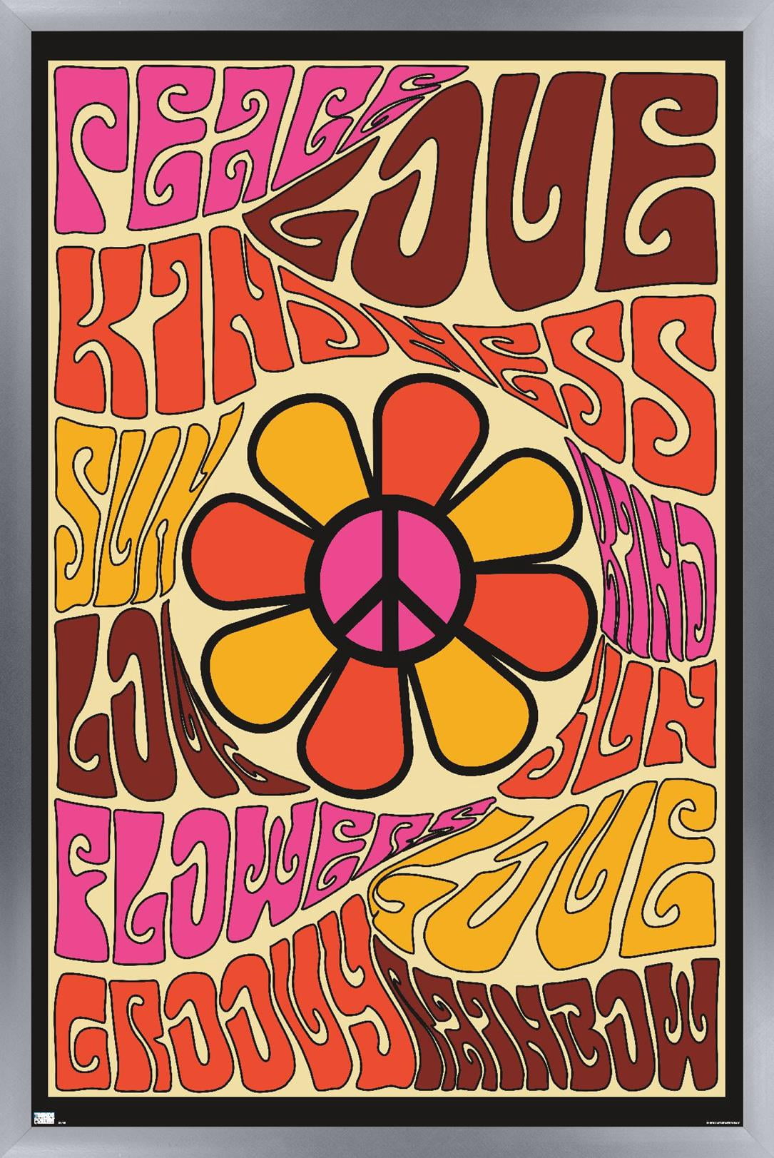 Peace, Love, and Kindness Wall Poster, 14.725" x 22.375" Framed