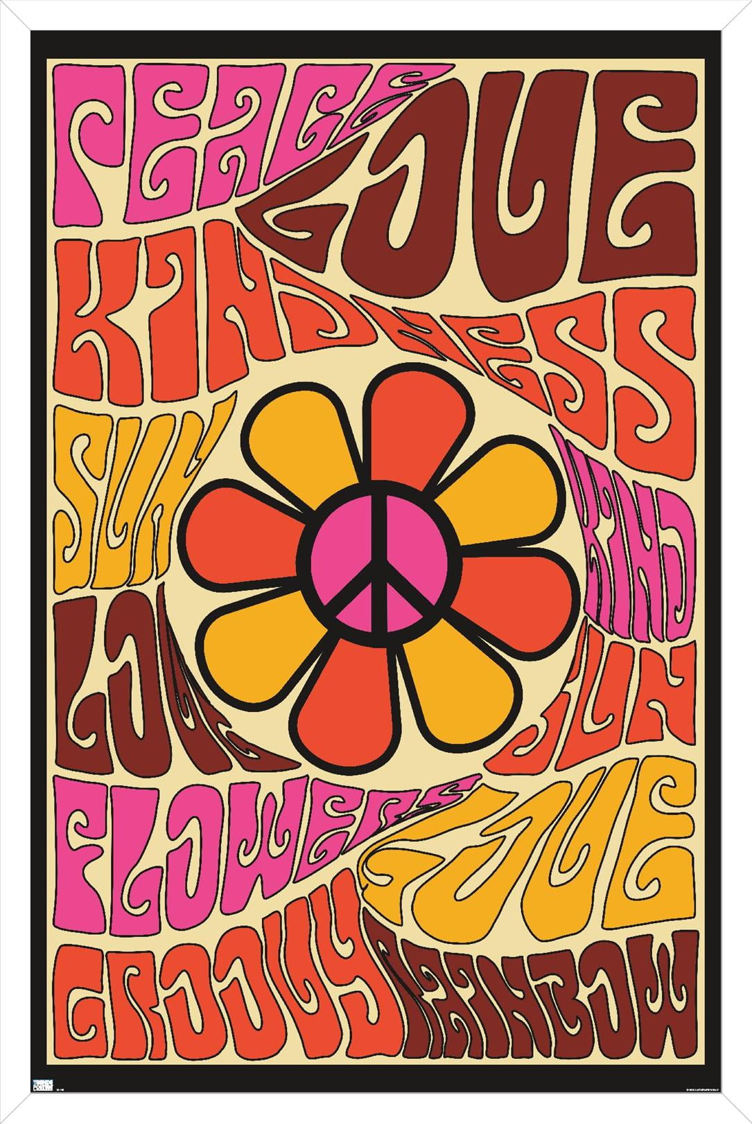 Peace, Love, and Kindness Wall Poster, 22.375" x 34" Framed