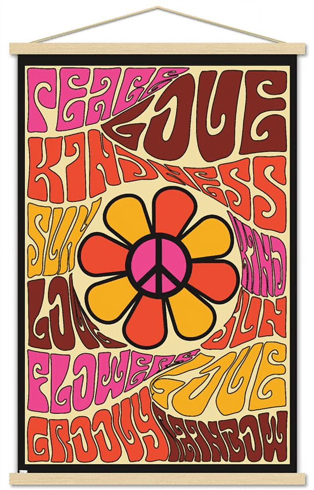 Peace, Love, and Kindness Wall Poster with Magnetic Frame, 22.375" x 34"