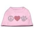 thumbnail image 1 of Pet Dog and Cat Shirt Rhinestone, "Peace Love  Paw", 1 of 9