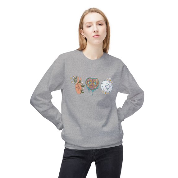 Peace, Love and Volleyball Midweight Softstyle Fleece Crewneck Sweatshirt