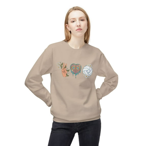 Peace, Love and Volleyball Midweight Softstyle Fleece Crewneck Sweatshirt