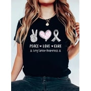 Peace Love cure Lung cancer awareness men women T-Shirt Graphic Tee summer Tops For Women Round Neck Fashion Cotton shirts
