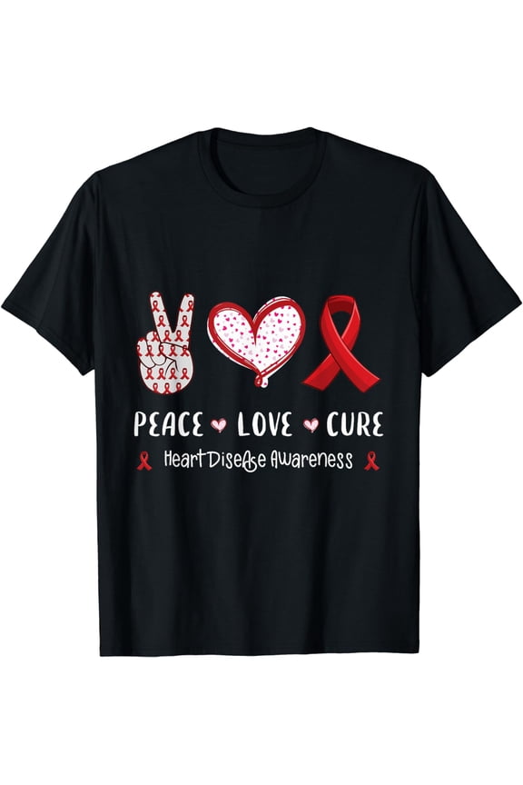 Peace Love cure heart disease awareness men women kids CHD T-Shirt
