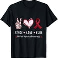 thumbnail image 1 of Peace Love cure multiple myeloma awareness men women kids T-Shirt mens t shirt，black，women，funny，misfits，men，journey，t-shirt, 1 of 4