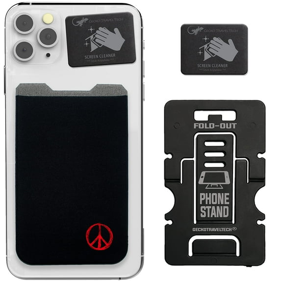 Peace Mobile Phone Wallet by Gecko - Cell Phone Card Holder Peace Sign - Credit Card Holder for Cellphone Peace Symbol - Peace