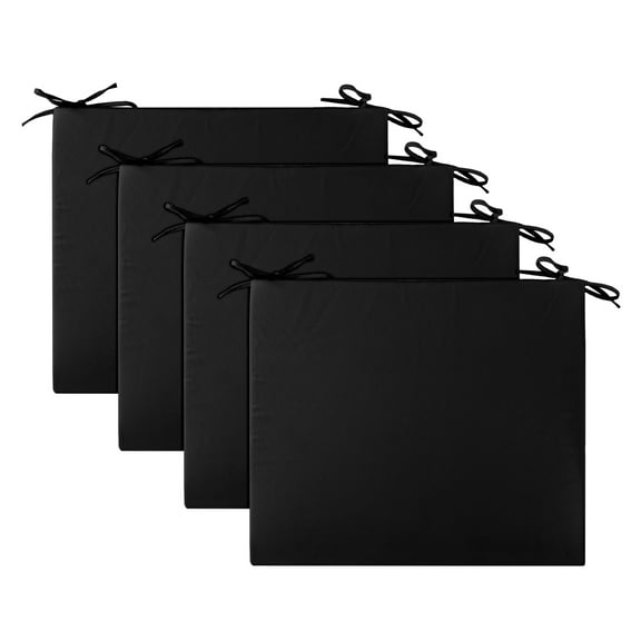 Peace Nest 17" x 16" Black Solid Print Square Chair Outdoor Seating Cushion, Waterproof Patio Furniture Cushions, Set of 4
