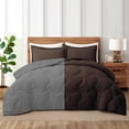 thumbnail image 1 of Peace Nest 3-Piece Lightweight Solid Reversible Quilted Down Alternative Comforter and Shams Bedding Set, King, 1 of 6