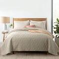 thumbnail image 1 of Peace Nest 3-Piece Reversible Pattern Quilted Coverlet Set, Khaki, Full/Queen, 1 of 6