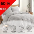 thumbnail image 1 of Peace Nest 3 Pieces Clipped Jacquard Geometric Tufted Duvet Covers & Pillow Sham Set ,Microfiber Soft Bedding Set with Zipper Closure 4 Ties, Wave Quilted, Full/Queen Size, 1 of 7