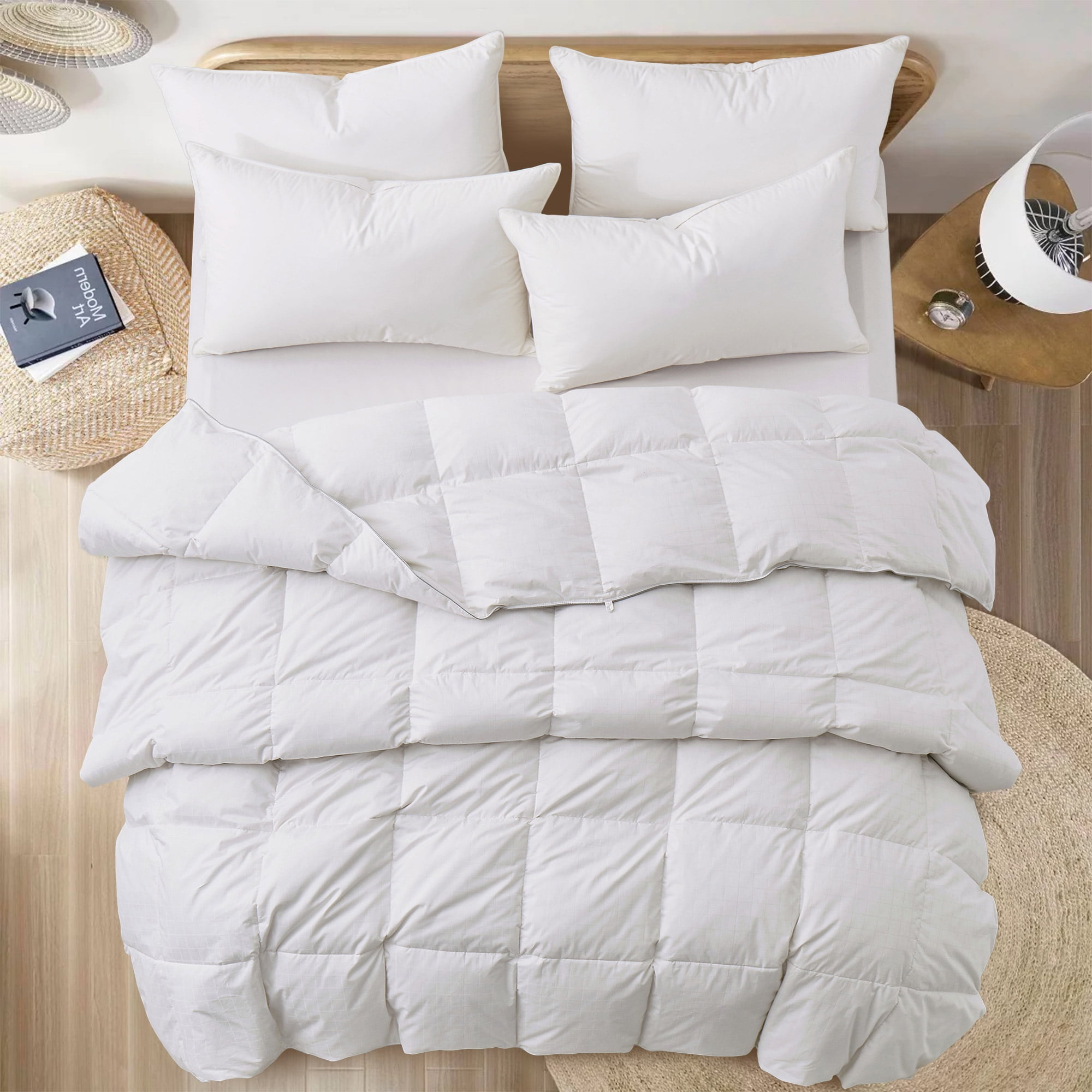 Full White Cotton Down Comforter with Goose Feather Fill