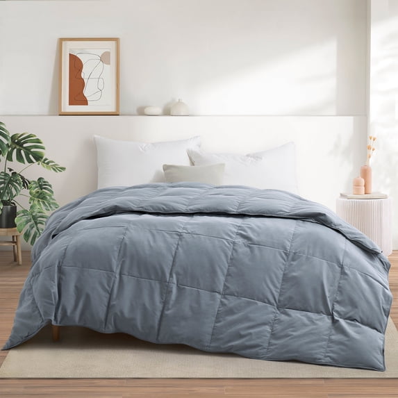 Peace Nest 360 Thread Count Lightweight White Goose Down Fiber and Feather Comforter, Dark Gray, Cal King