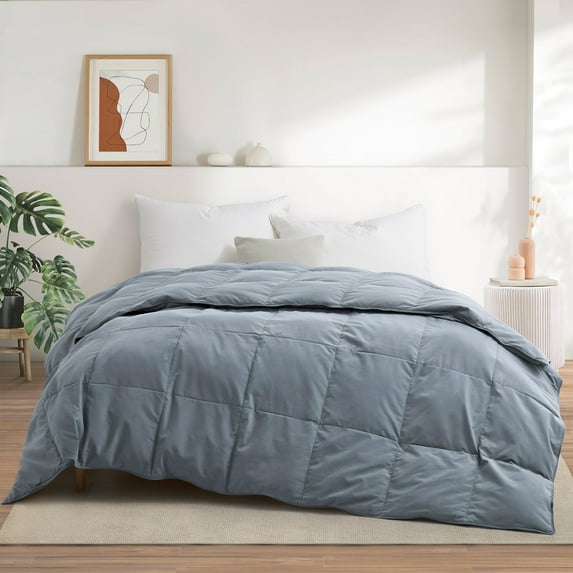 Peace Nest 360 Thread Count Lightweight White Goose Down Fiber and Feather Comforter, Dark Gray, King