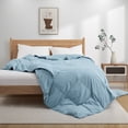 thumbnail image 1 of Peace Nest 360 Thread Count Lightweight White Goose Down Fiber and Feather Comforter, Steel Blue, Full, 1 of 7