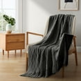 thumbnail image 1 of Peace Nest 50x60" Ultra Soft and Cozy Knit Down Alternative Throw Blanket, Dark Gray, 1 of 6