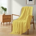thumbnail image 1 of Peace Nest 50x60" Ultra Soft and Cozy Knit Down Alternative Throw Blanket, Yellow, 1 of 4