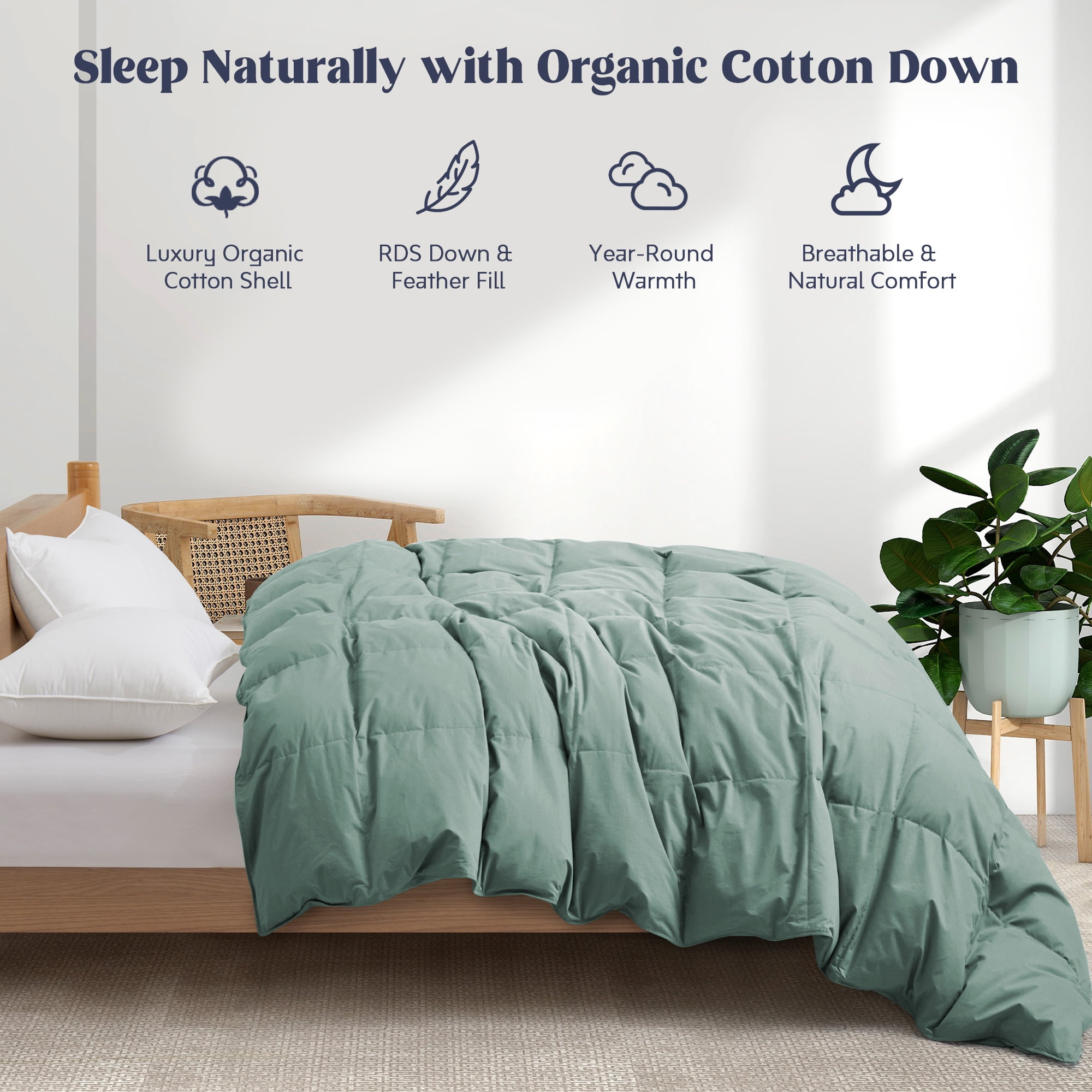 ORGANIC COTTON Filled Pillow Inserts with Organic Cotton Covers