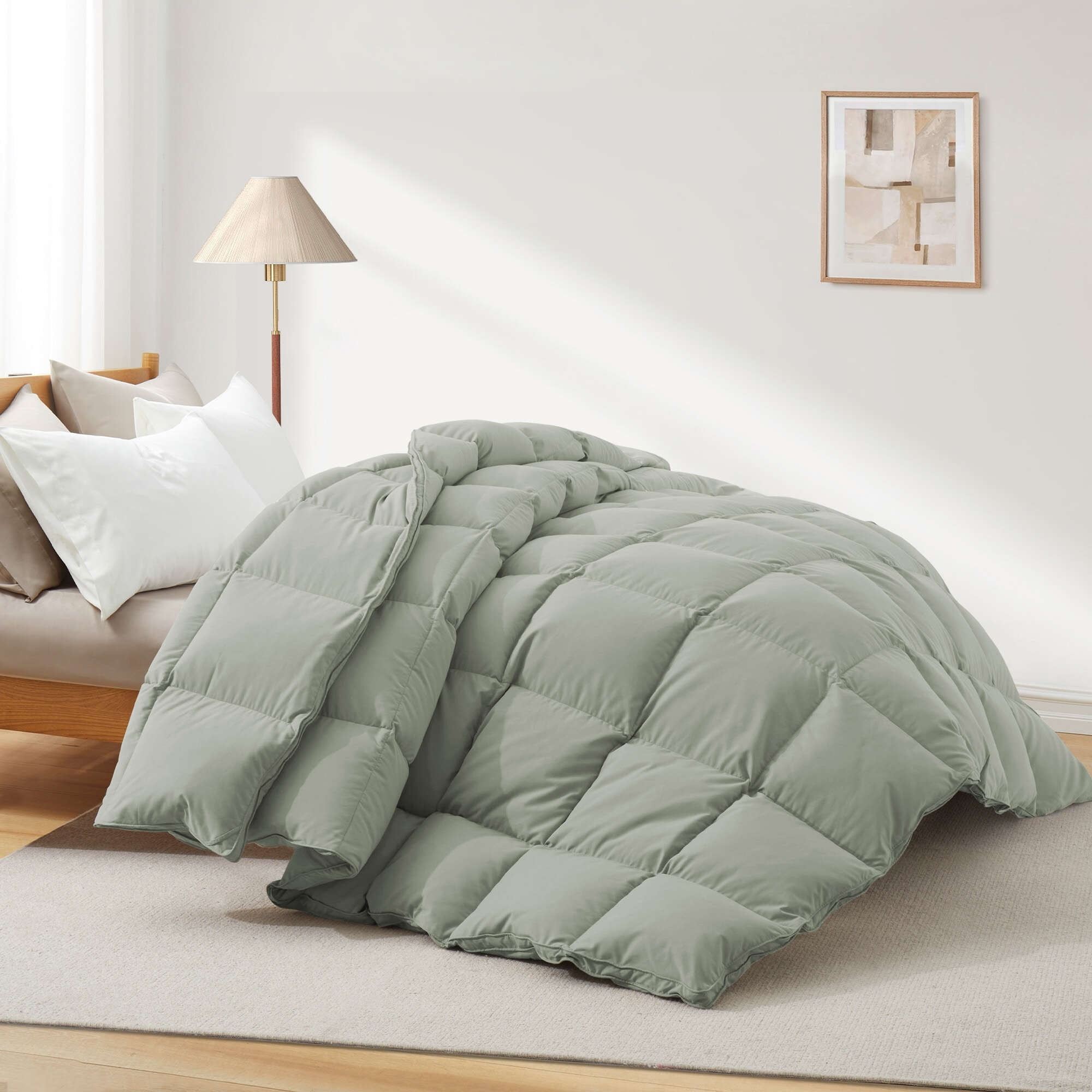 Peace Nest All Season & Lightweight Ultra Soft 360 TC White Goose Down Duvet Comforter Twin - All-Season Sage Green