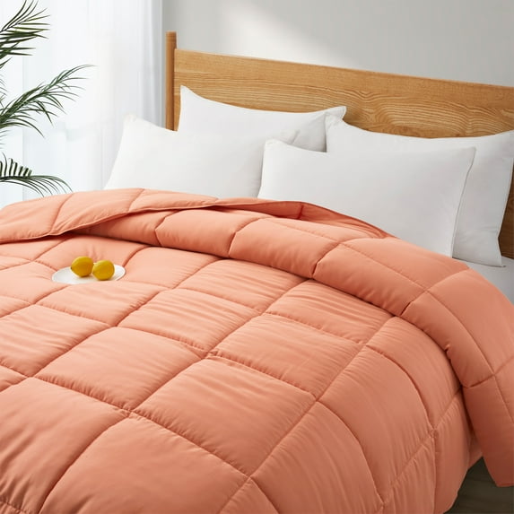 Peace Nest All Season Reversible Down Alternative Comforter, Citrus Jasmine Scent Incense, Light Orange, Full/Queen
