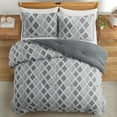 thumbnail image 1 of Peace Nest All Season Warmth Clipped Microfiber Comforter Set, Gray, King, 1 of 6