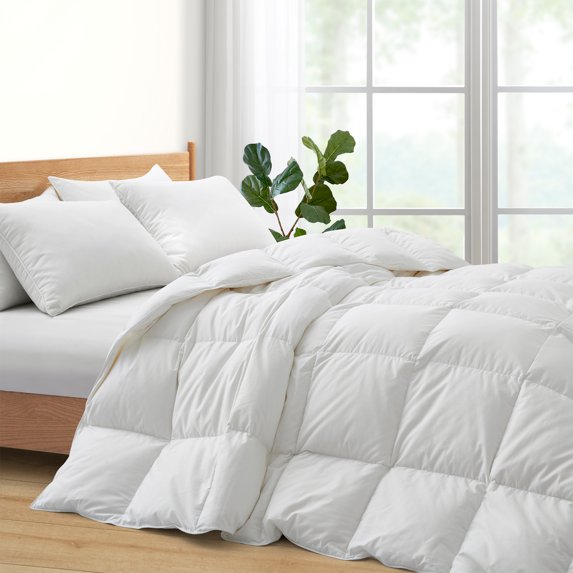 Peace Nest All Season White Down and Feather Fiber Comforter with 300 TC Cotton Fabric, King Size