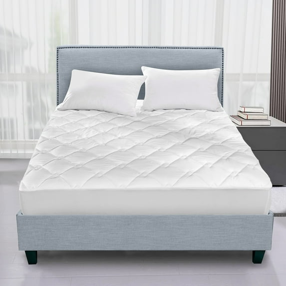 Peace Nest Down Alternative Mattress Pad, Quilted Design, 100% Cotton, White