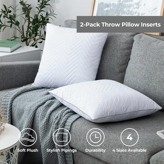 Peace Nest Feather Throw Pillow Inserts Set of 2, Gray, 18x18"