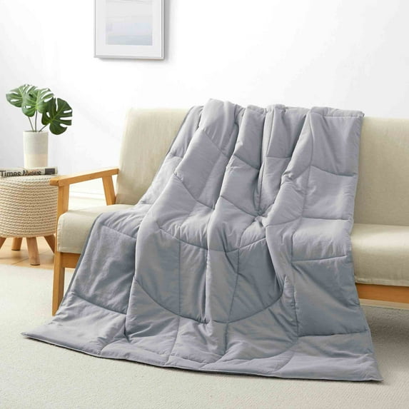 Peace Nest Gray Ergonomic Down Alternative Throw Blanket, 50x70", Microfiber Fabric, Machine Wash, One Size