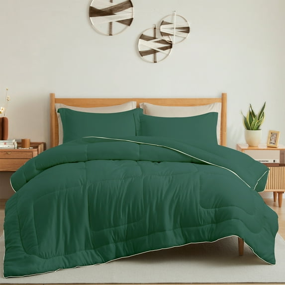 Peace Nest Hotel Collection Satin Silky All Season Down Alternative Comforter for a Restful Night's Sleep, Green, Queen