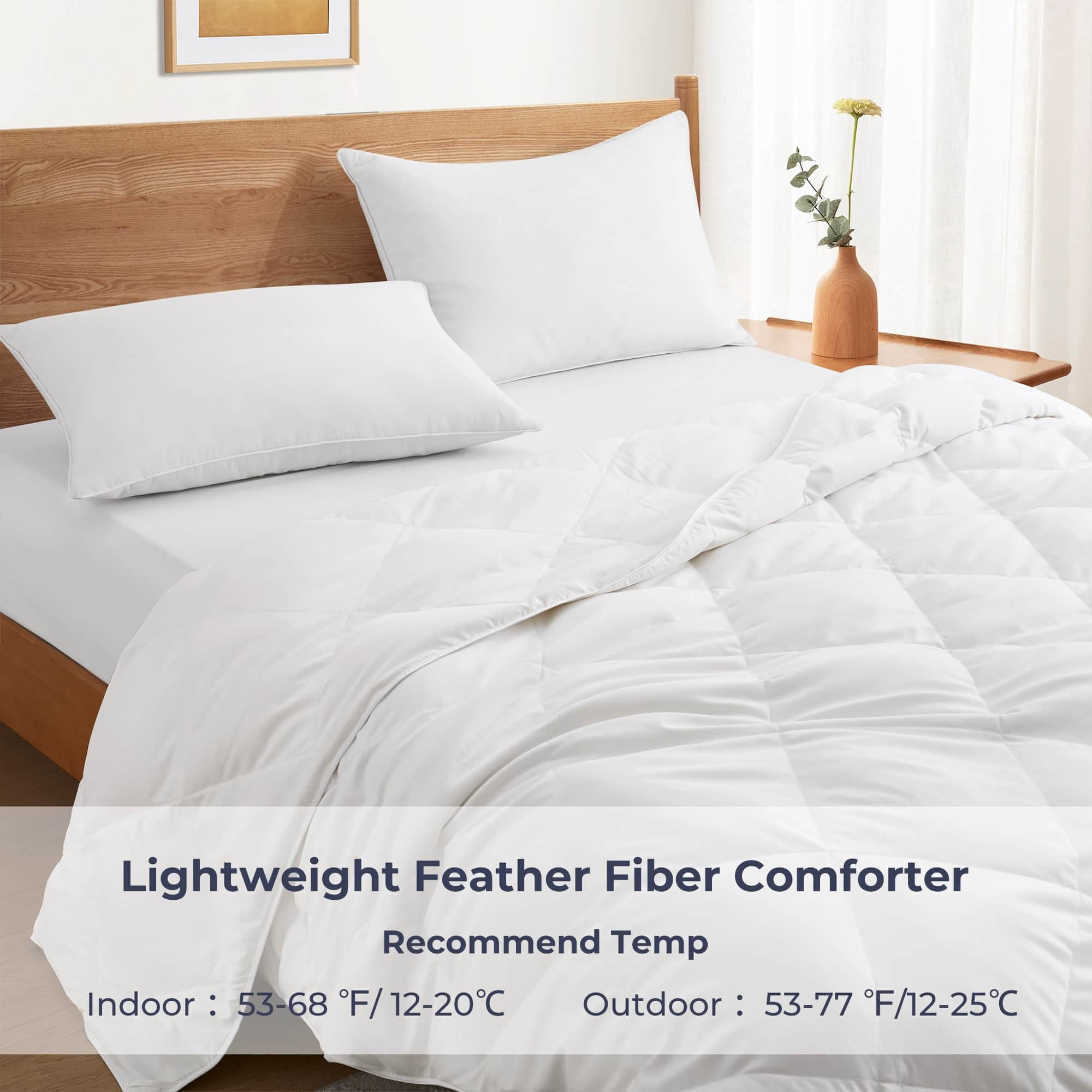Twin Lightweight White Microfiber Feather Fiber Comforter