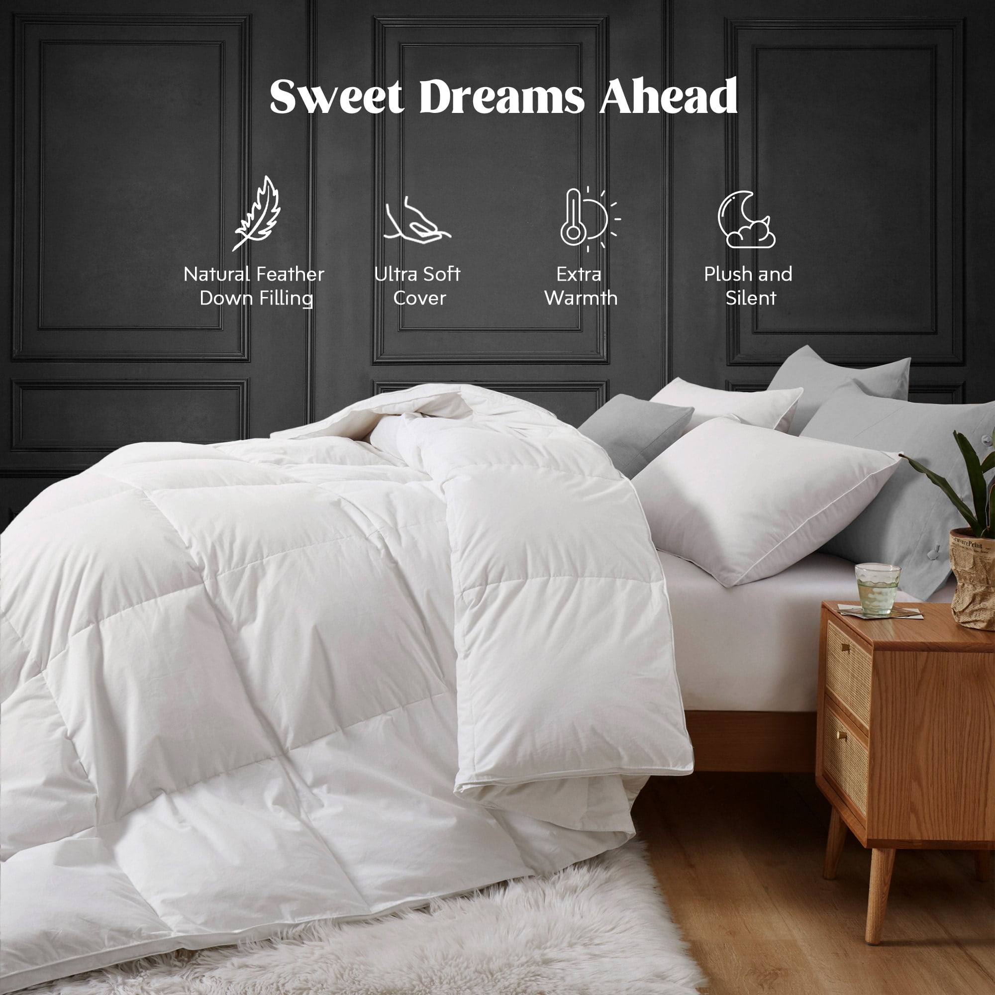 Peace Nest Luxury Year Round Goose Down Blend Gusseted Duvet Comforter