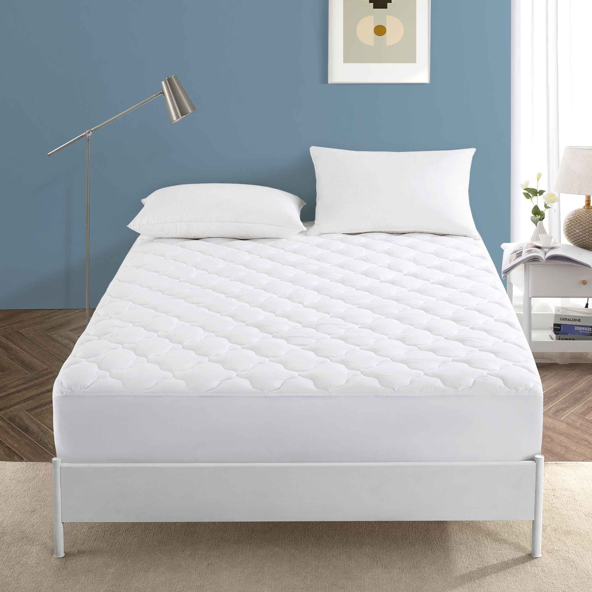 Queen White Cotton Down Alternative Waterproof Mattress Pad