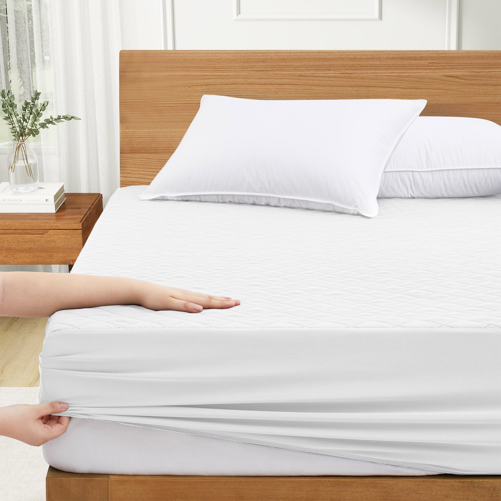 Gray Full Quilted Waterproof Mattress Protector with Elastic Skirt