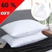 Peace Nest Set of 2 White Goose Feather Bed Pillows for Sleeping, Natural Goose Feathers Pillows with Breathable 100% Cotton Cover, Luxury Pillows for Hotel, White, Standard, 20x28 inches
