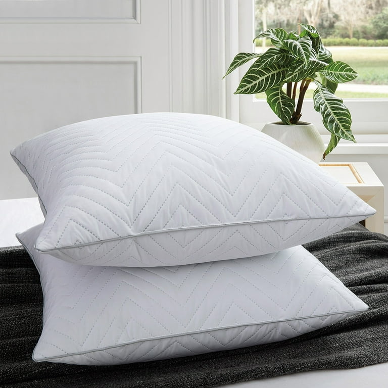 Peace Nest Set of 2 Decorative Throw Pillow Insert Quilting, Sofa Pillow Insert Silver 18 x 18