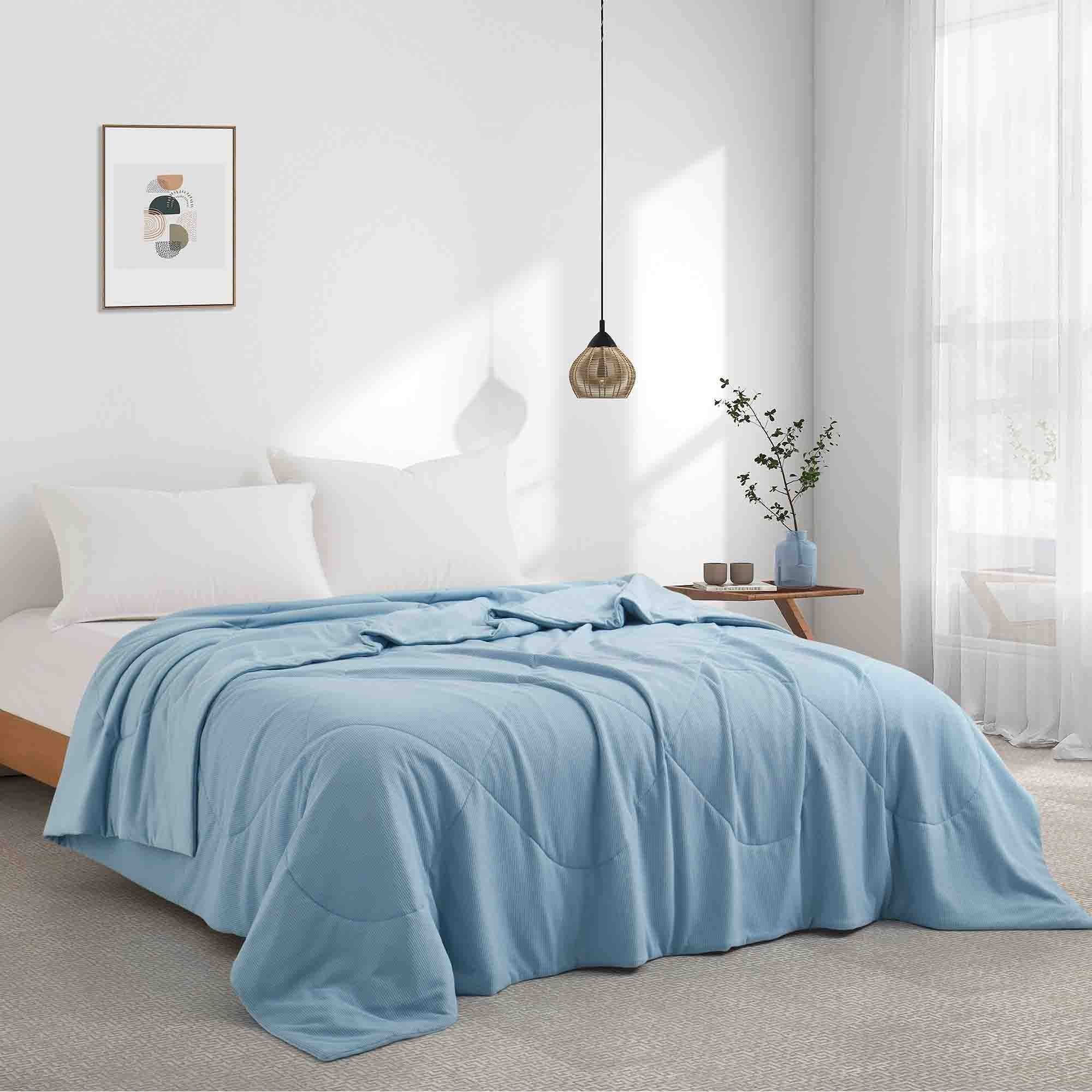 Peace Nest Ultimate Soft Waffle Reversible Blanket All-season Dual-side  Comfort Twin - Blue 