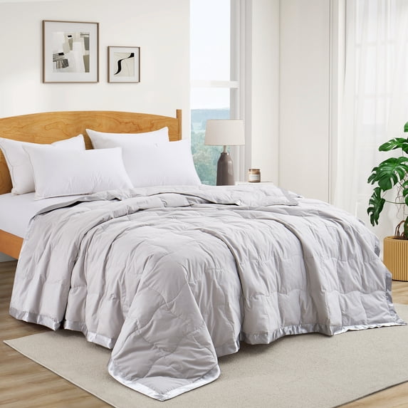 Peace Nest Ultra-Soft Cozy Cotton Down Bed Blanket with Satin Trim King - White