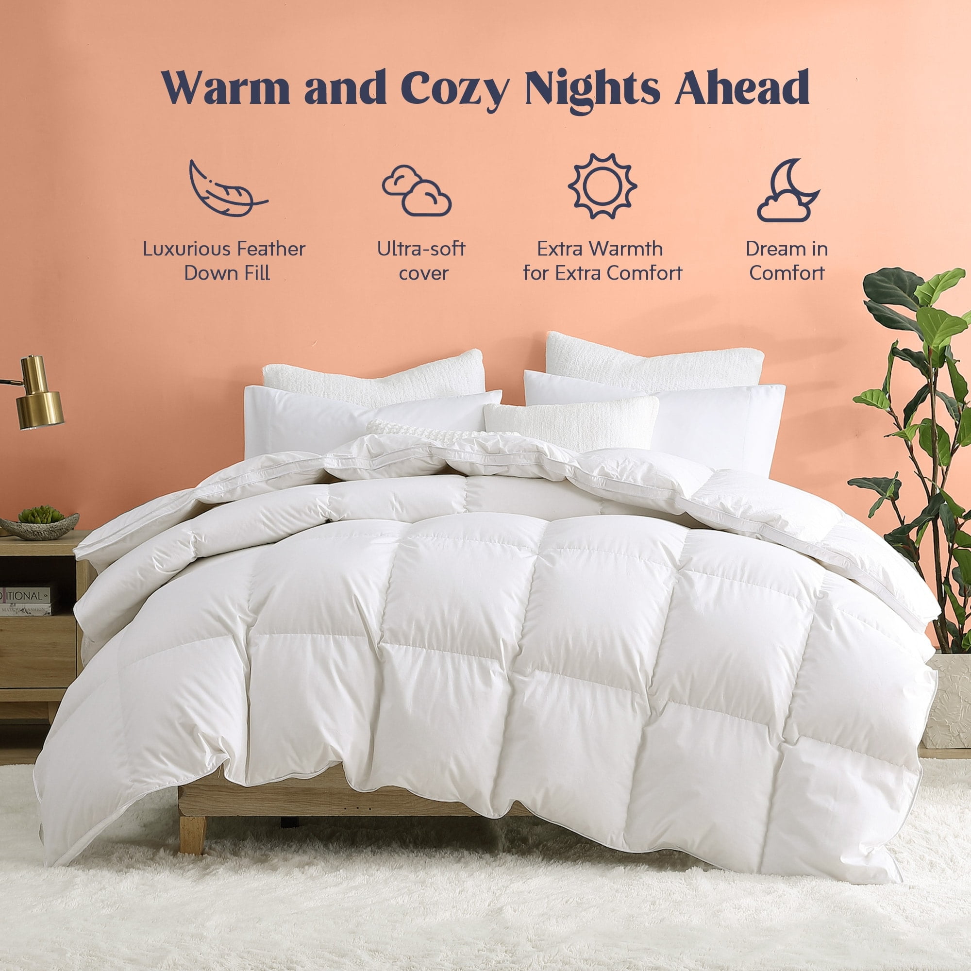 Peace Nest White Feather Down Comforter Duvet Insert All Warmth Levels