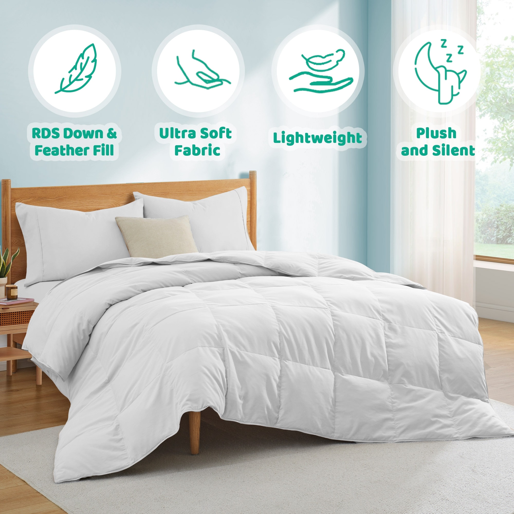 Peace Nest White Feather Down Comforter Duvet Insert All Warmth Levels Lightweight Queen, Full