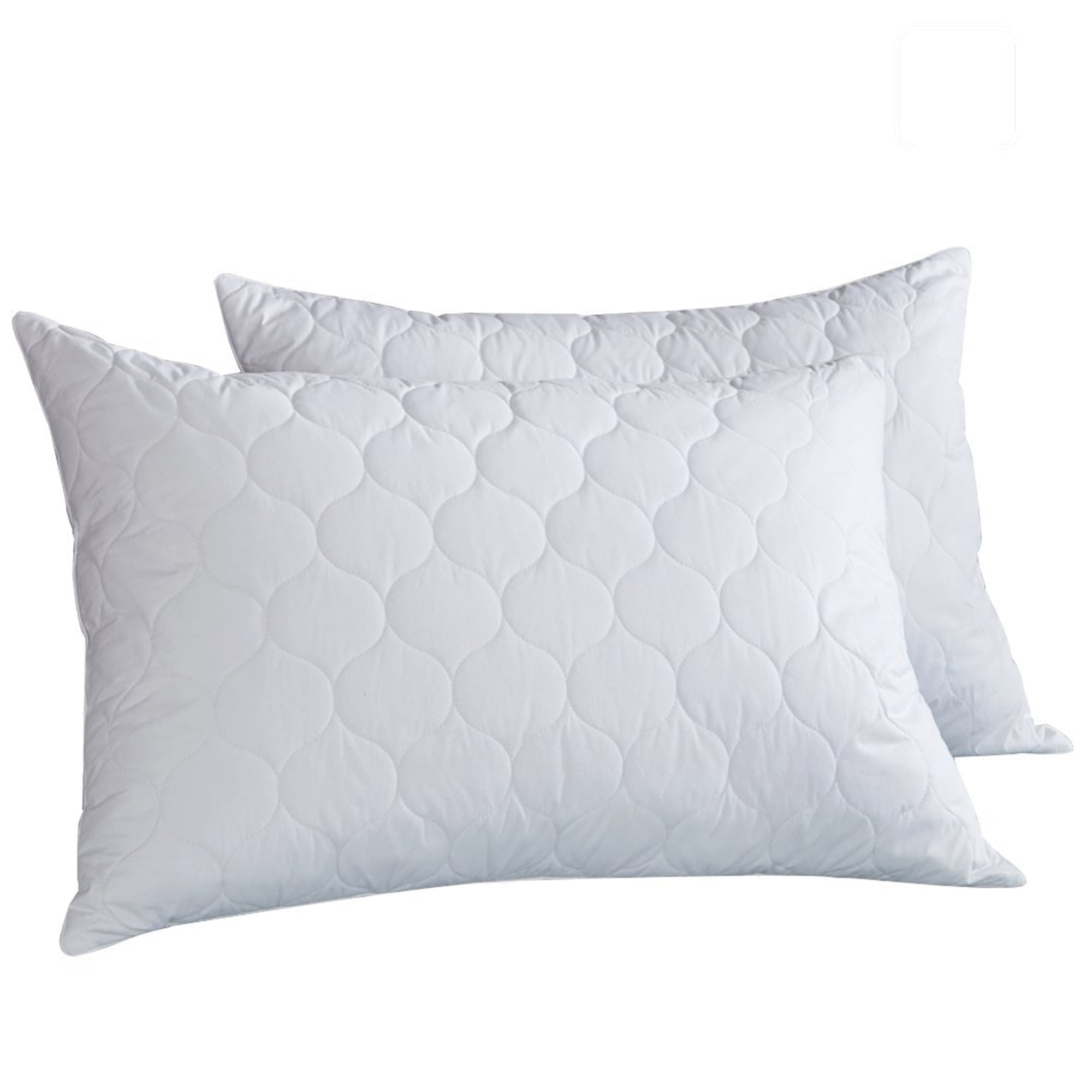 Standard White Quilted Goose Feather Down Pillows Set of 2