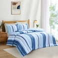 thumbnail image 1 of Peace Nest Year-Round Printed Striped Microfiber Comforter Set, Blue, Full/Queen, 1 of 6