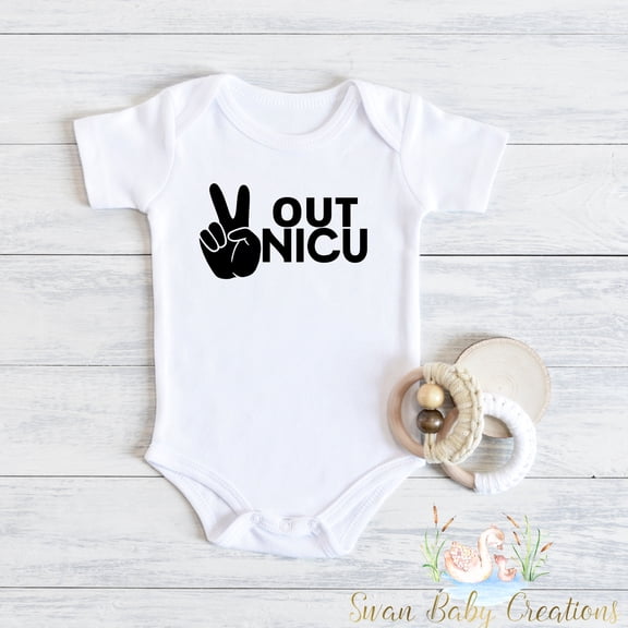 Peace Out Nicu , Nicu Graduate Bodysuit, Going Home , Preemie Baby , Going Home , Rainbow Baby Bodysuit Cute And Cool Baby Bodysuit, Baby Bodysuit Lat 4424