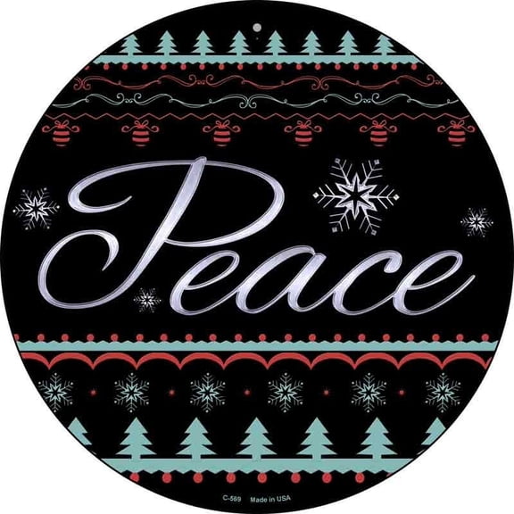 Peace Novelty Round Circular Metal Sign Home Garage Wall Decor Size: 8 x 8 inch
