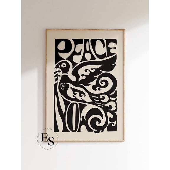 Peace Now Print, Dove Of Peace Poster, Groovy, Peace Sign, Retro, Vintage Art, Psychedelic Art, Sixties Wall Art, Modern Wall Decor, 24x36 UNFRAMED