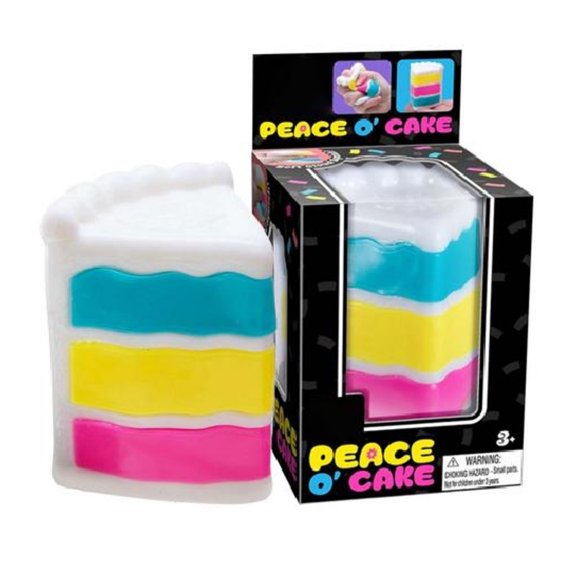 Peace O'Cake Mini Stress Squishy Sensory Toys for Adult Fidgets Anxiety Reliefs Items, Rainbow Cake Shaped, Tpr, 3.5"× 2.5", 1PC