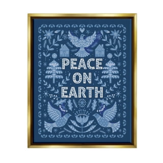 Peace On Earth Floral Dove Blossoms Holiday Graphic Art Luster